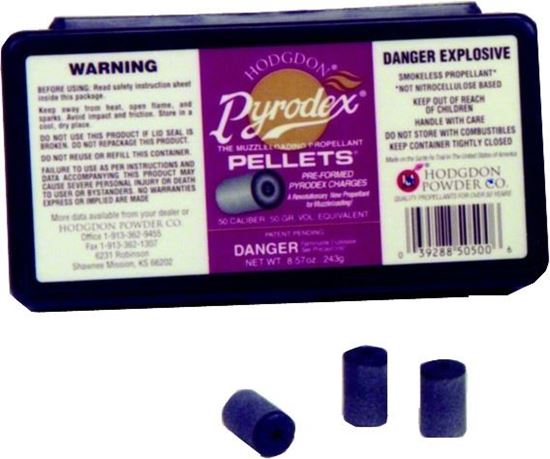 Picture of Hodgdon P5050 Pyrodex 50/50 Muzzleloading Powder, 50/50 Pellets, 50 Caliber, 50 Grain Pellet, 100 Pk, State Laws Apply