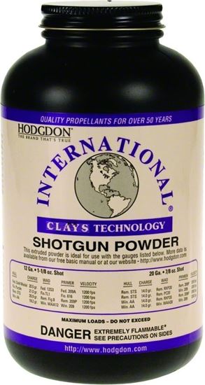 Picture of Hodgdon INT International Clays Pistol/Shotshell Smokeless Powder,14 Oz, State Laws Apply