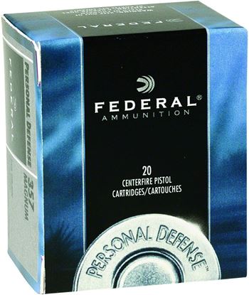 Picture of Federal C357E Personal Defense Pistol Ammo 357 MAG, JHP, 158 Gr, 1240 fps, 20 Rnd, Boxed