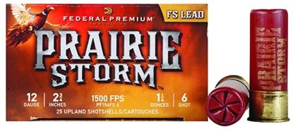 Picture of Federal PF154FS6 Prairie Storm - FS Lead Shotshell 12 GA, 2-3/4 in, No. 6, 1-1/4oz, 4.46 Dr, 1500 fps, 25 Rnd per Box