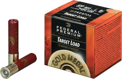 Picture of Federal T412-8.5 Gold Medal Plastic Target Shotshell 410 GA, 2-1/2 in, No. 8-1/2, 1/2oz, Max Dr, 1230 fps, 25 Rnd per Box