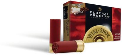 Picture of Federal P158-000 Premium Vital-Shok Buckshot 12 GA, 3 in, 000B, 10 Pellets, 1225 fps, 5 Rounds, Boxed