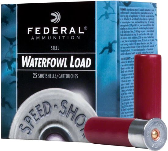 Picture of Federal WF143-4 Speed-Shok Waterfowl Shotshell 12 GA, 3 in, No. 4, 1-1/8oz, 4.56 Dr, 1550 fps, 25 Rnd per Box