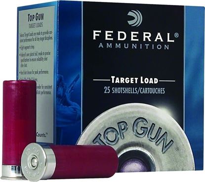 Picture of Federal TG122-7.5 Top Gun Target Shotshell 12 GA, 2-3/4 in, No. 7-1/2, 1oz, 3.07 Dr, 1250 fps, 25 Rnd per Box
