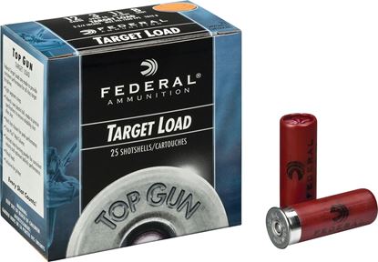 Picture of Federal TG122-8 Top Gun Target Shotshell 12 GA, 2-3/4 in, No. 8, 1oz, 3.07 Dr, 1250 fps, 25 Rnd per Box