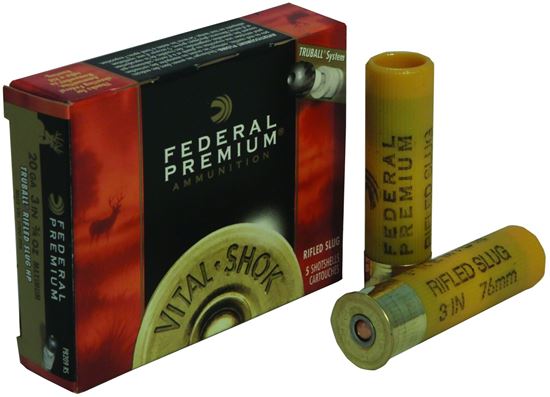 Picture of Federal PB209RS Vital-Shok TruBall Rifled Slugs 20 GA, 3 in, 3/4oz, 1700 fps, 5 Rnd per Box