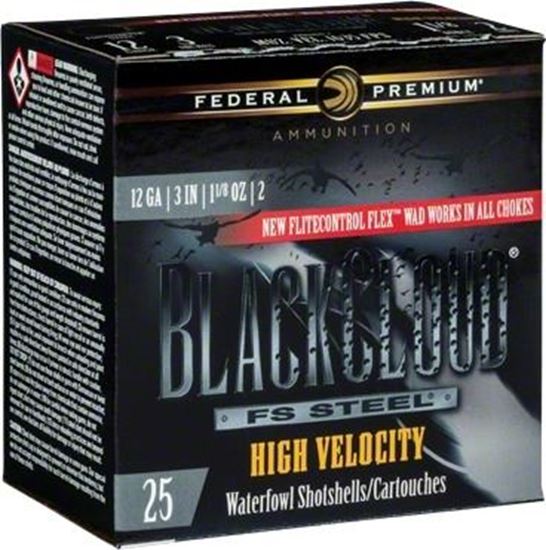 Picture of Federal PWBXH143-2 Black Cloud Waterfowl Shotshell 12 GA 3" 1-1/8oz 2 "High Velocity", 25 Rnd per Box