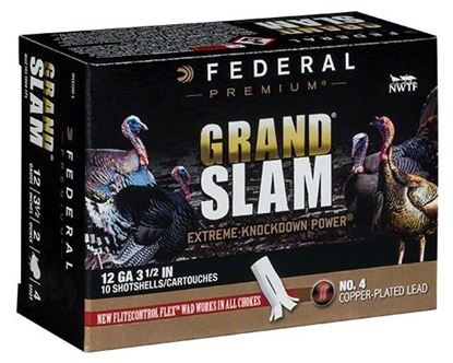 Picture of Federal PFCX139F-4 Grandslam Turkey Shotshell w/ Flight Control Flex Wad 12 GA 3 1/2" MAX. 2oz 4 10 Rnd per Box