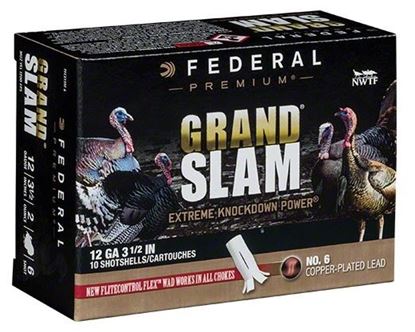 Picture of Federal PFCX139F-6 Grandslam Turkey Shotshell w/ Flight Control Flex Wad 12 GA 3 1/2" MAX. 2oz 6 10 Rnd per Box