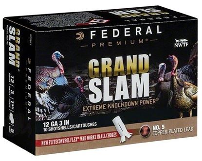 Picture of Federal PFCX157F-5 Grandslam Turkey Shotshell w/ Flight Control Flex Wad 12 GA 3" 4DE 1-3/4"oz 5 10 Rnd per Box