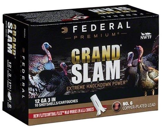 Picture of Federal PFCX157F-6 Grandslam Turkey Shotshell w/ Flight Control Flex Wad 12 GA 3" 4DE 1-3/4"oz 6 10 Rnd per Box