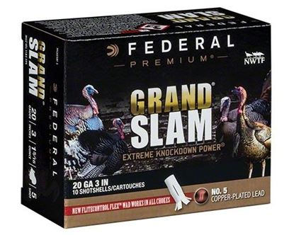 Picture of Federal PFCX258F-5 Grandslam Turkey Shotshell w/ Flight Control Flex Wad 20 GA 3" 1 5/16oz 5 10 Rnd per Box