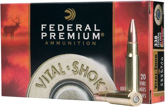 Picture of Federal P2506D Premium Vital-Shok Rifle Ammo 25-06 REM, NBT, 100 Grains, 3220 fps, 20, Boxed