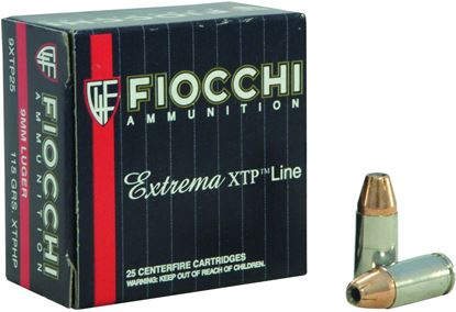 Picture of Fiocchi 9XTP25 Extrema XTP Line Pistol Ammo 9MM, XTP JHP, 115 Gr, 1150 fps, 25 Rnd, Boxed