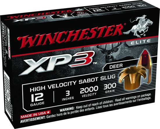 Picture of Winchester SXP123 Supreme Elite XP3 Sabot Slugs 12 GA, 3 in, 11/16oz, 2000 fps, 5 Rnd per Box