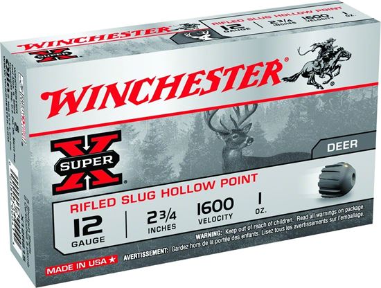 Picture of Winchester X12RS15 Super-X Rifled Slugs 12 GA, 2-3/4 in, 1oz, 1600 fps, 5 Rnd per Box