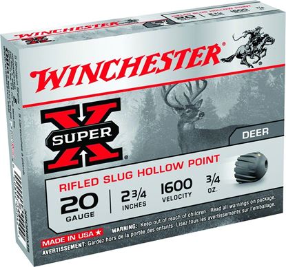 Picture of Winchester X20RSM5 Super-X Rifled Slugs 20 GA, 2-3/4 in, 3/4oz, 1600 fps, 5 Rnd per Box