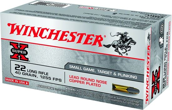 Picture of Winchester X22LR Super-X Rimfire Ammo 22 LR, LRN, 40 Grains, 1255 fps, 50 Rounds, Boxed