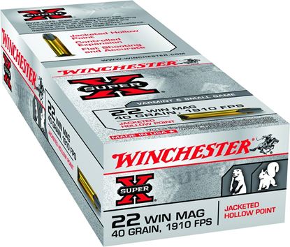 Picture of Winchester X22MH Super-X Rimfire Ammo 22 MAG, JHP, 40 Grains, 1910 fps, 50 Rounds, Boxed