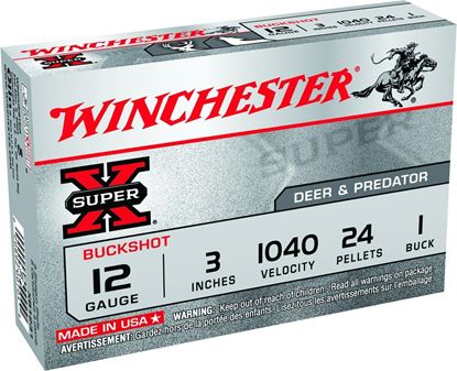 Picture of Winchester XB1231 Super-X Shotgun Ammo 12 GA, 3 in, 1B, 24 Pellets, 1040 fps, 5 Rounds, Boxed