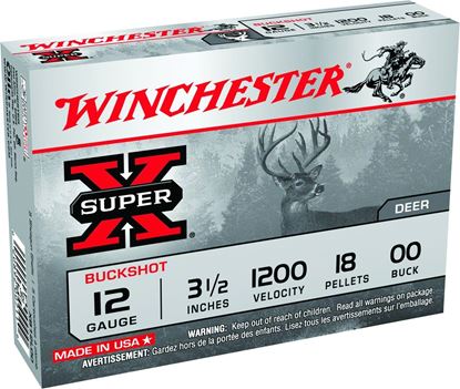Picture of Winchester XB12L00 Super-X Shotgun Ammo 12 GA, 3-1/2 in, 00B, 18 Pellets, 1200 fps, 5 Rounds, Boxed