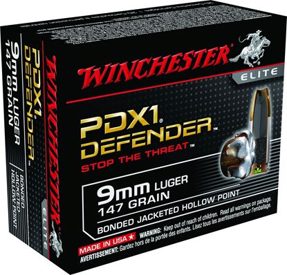 Picture of Winchester S9MMPDB1 Defender Elite PDX1 Pistol Ammo 9MM, BJHP, 147 Gr, 1000 fps, 10 Rnd, Boxed