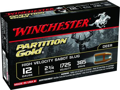 Picture of Winchester SSP12 Supreme Partition Gold Sabot Slugs 12 GA, 2-3/4 in, 7/8oz, 1725 fps, 5 Rnd per Box