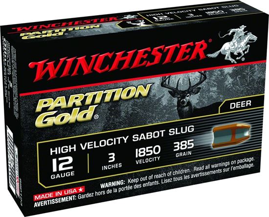 Picture of Winchester SSP123 Supreme Partition Gold Sabot Slugs 12 GA, 3 in, 7/8oz, 1850 fps, 5 Rnd per Box