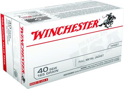 Picture of Winchester USA40SWVP Pistol Ammo 40 S&W, FMJ, 165 Gr, 1060 fps, 100 Rnd, Boxed