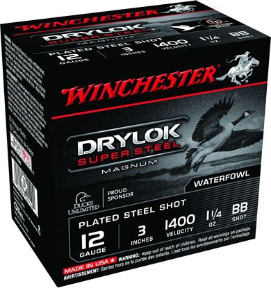 Picture of Winchester XSV123BB Super-X Drylok Super Steel Shotshell 12 GA, 3 in, No. BB, 1-1/4oz, Mag Dr, 1375 fps, 25 Rnd per Box