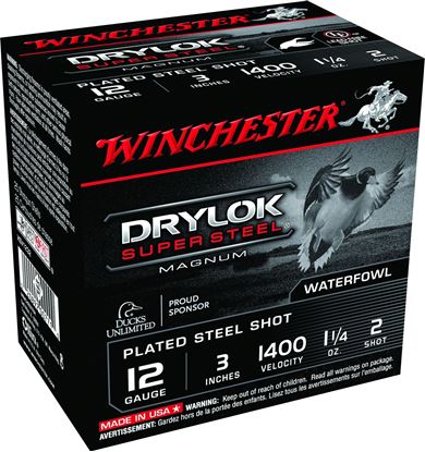 Picture of Winchester XSV1232 Super-X Drylok Super Steel Shotshell 12 GA, 3 in, No. 2, 1-1/4oz, Mag Dr, 1375 fps, 25 Rnd per Box