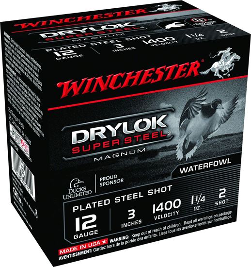 Picture of Winchester XSV1232 Super-X Drylok Super Steel Shotshell 12 GA, 3 in, No. 2, 1-1/4oz, Mag Dr, 1375 fps, 25 Rnd per Box