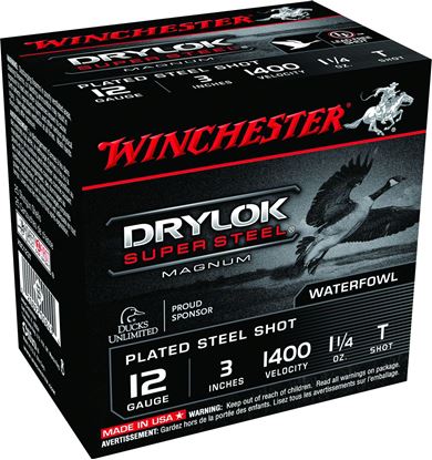 Picture of Winchester XSC123T Super-X Drylok Super Steel Shotshell 12 GA, 3 in, No. T, 1-1/4oz, Mag Dr, 1375 fps, 25 Rnd per Box