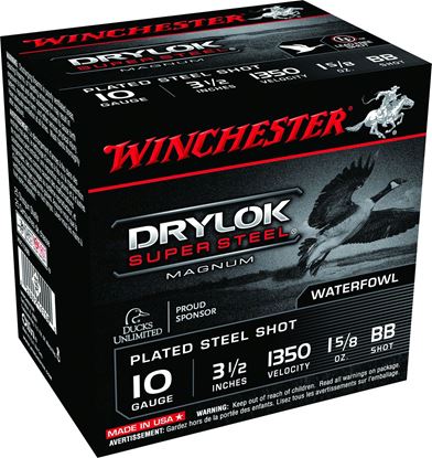 Picture of Winchester XSC10BB Super-X Drylok Super Steel Shotshell 10 GA, 3-1/2 in, No. BB, 1-5/8oz, 1350 fps, 25 Rnd per Box