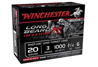 Picture of Winchester STLB2035 Long Beard XR Shotshell 20 GA. 3 Iinch 1 1/4oz 5 Shot Lok with plated lead shot 1000 FPS -10 rounds per box