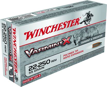 Picture of Winchester X22250P Super-X Rifle Ammo 22-250 REM, Varmint X, 55 Grains, 3680 fps, 20, Boxed