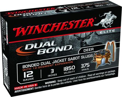 Picture of Winchester SSDB123 Elite Dual Bond Sabot Slugs 12 GA, 3 in, 55/64oz, 1850 fps, 5 Rnd per Box