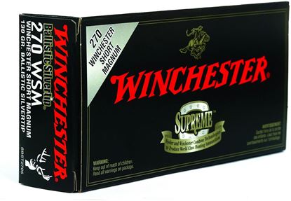Picture of Winchester SBST2705 Supreme Rifle Ammo 270 WSM, BST, 130 Grains, 3275 fps, 20, Boxed