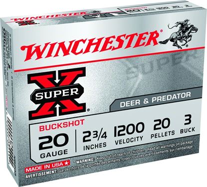 Picture of Winchester XB203 Super-X Shotgun Ammo 20 GA, 2-3/4 in, 3B, 20 Pellets, 1200 fps, 5 Rounds, Boxed