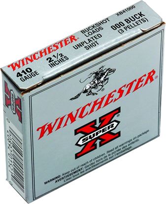 Picture of Winchester XB41000 Super-X Shotgun Ammo 410 GA, 2-1/2 in, 000B, 3 Pellets, 1300 fps, 5 Rounds, Boxed