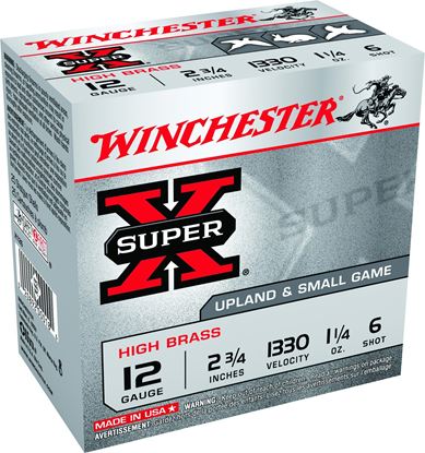 Picture of Winchester X126 Super-X Shotshell 12 GA, 2-3/4 in, No. 6, 1-1/4oz, 3-3/4 Dr, 1330 fps, 25 Rnd per Box