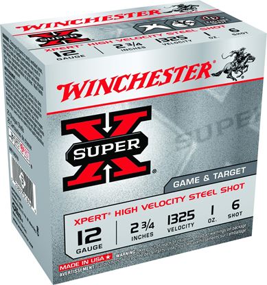 Picture of Winchester WE12GT6 Super-X Xpert Shotshell 12 GA, 2-3/4 in, No. 6, 1oz, 1325 fps, 25 Rnd per Box