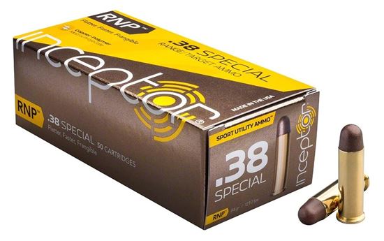 Picture of Inceptor Ammunition 38SPLRNPBR-50 Inceptor RNP 38 SPL 84 Gr 1215 fps, 275 ft lbs ., Sport Utility Ammo, 50 Per Box