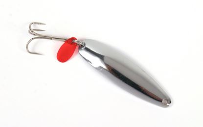 Picture of Sea Striker Nickel Plated Single Hook Casting Spoons w/Red Teaser Tab