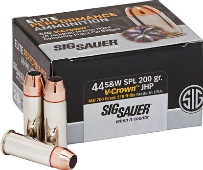 Picture of Sig Sauer E44SP1-20 Elite V-Crown Performance Pistol Ammo 44 SPL, JHP, 200 Gr, 800 fps, 20 Rnd, Boxed