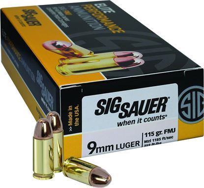 Picture of Sig Sauer E9MMB1-50 Elite Performance Pistol Ball Ammo 9MM, FMJ, 115 Gr, 1185 fps, 50 Rnd, Boxed