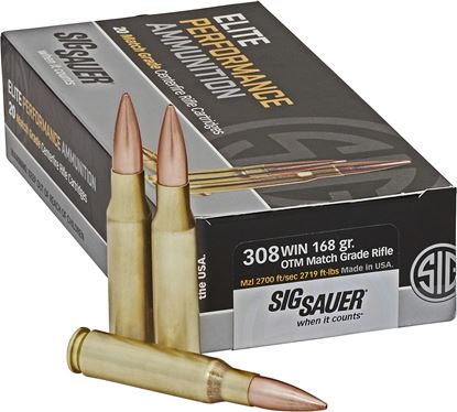 Picture of Sig Sauer E308M1-20 Elite Performance Match Grade Ammo, 308 Win, 168Gr, Otm, Box/20