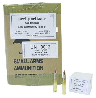 Picture of PPU PPN5561B Rifle Ammo 5.56X45 M193, FMJBT, 55 Grains, 3240 fps, 20, Boxed 50 Boxes/Case, 1,000 Rnds Total