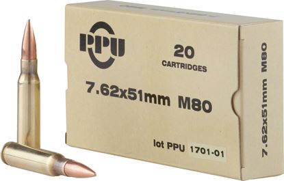 Picture of PPU PPN762 Rifle Ammo 7.62x51 FMJBT M80 145gr, 20 Rnds