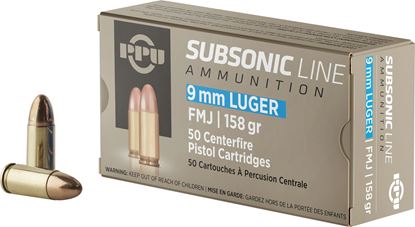 Picture of PPU PPS9mm Rifle Ammo 9mm Luger Subsonic FMJ 158gr